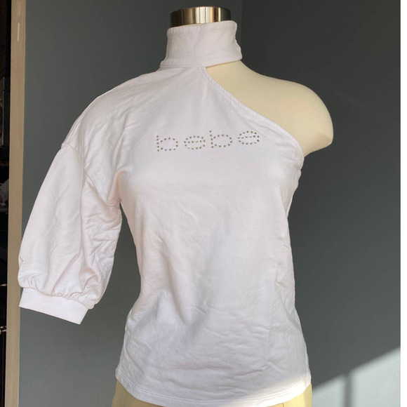 Bebe white one shoulder top, XS - Picture 6 of 11